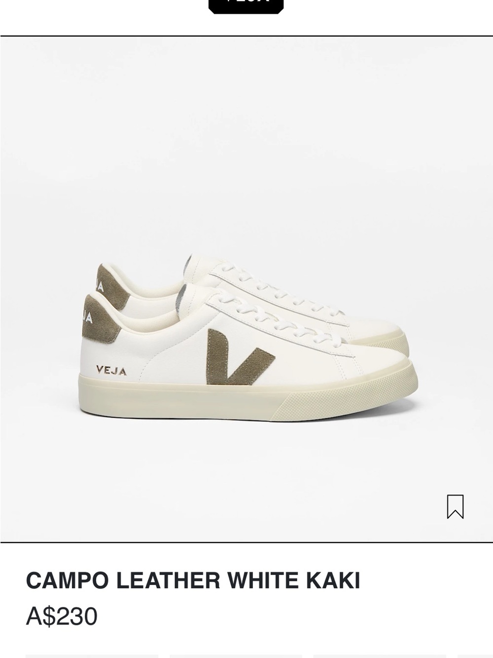 Veja Campo Leather Sneakers in White and Khaki